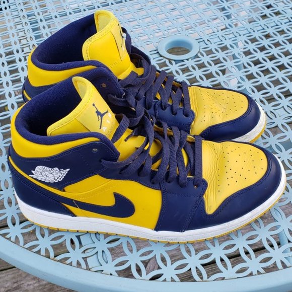 Jordan Other - Men's Air Jordan 1s Mid - Blue & Gold - Size 10